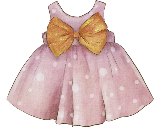 Watercolor  baby girl pink dress fashion png